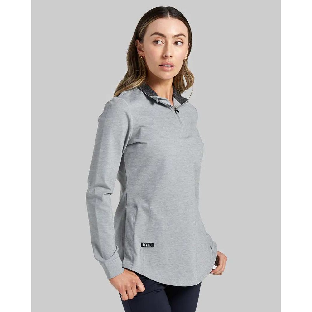 Bylt Fairway Quarter Zip Womens Size M Grey Performance Long Sleeve - Picture 2 of 12